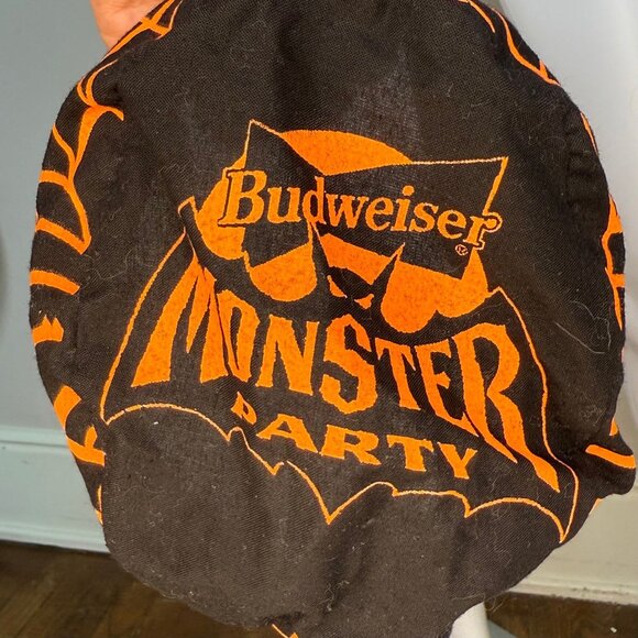 Vintage 1990s Budweiser Monster Party Hat Halloween Painter Cap Beer Promo Adcap - Picture 2 of 7